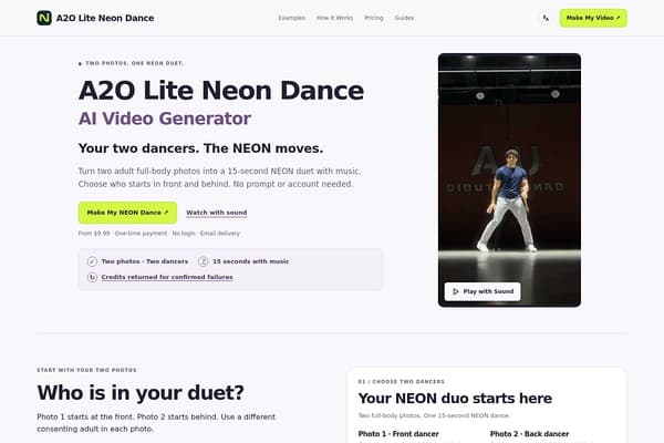 A2O Lite NEON Dance AI Video Generator preview