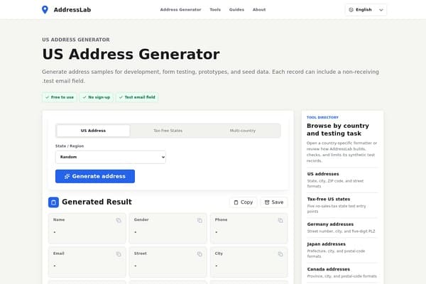 US Address Generator screenshot
