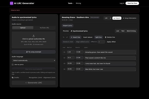AI LRC Generator screenshot