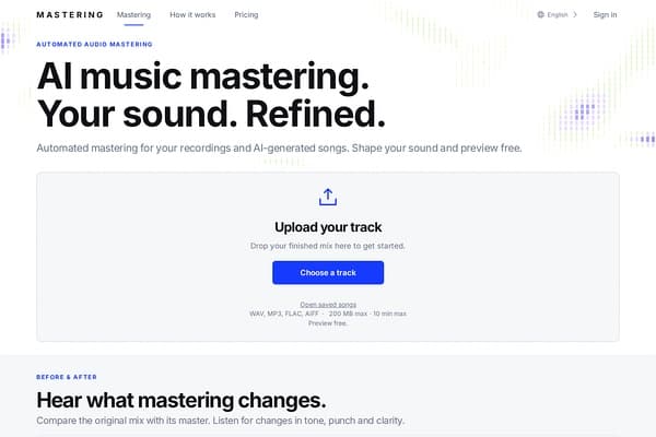 AI Music Mastering preview