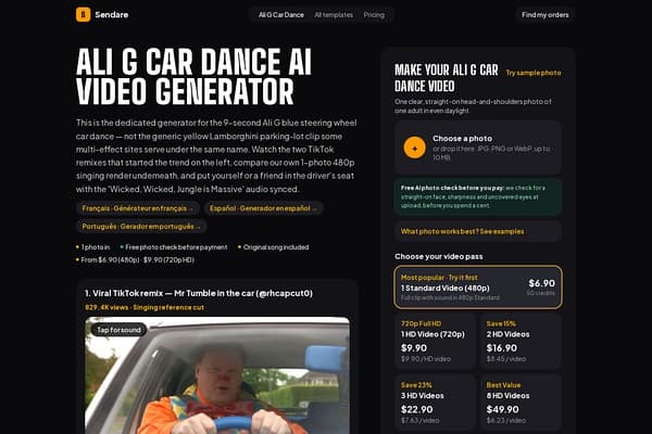 Ali G Car Dance AI Video Generator screenshot