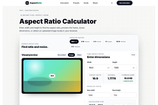Aspect Ratio Calculator preview