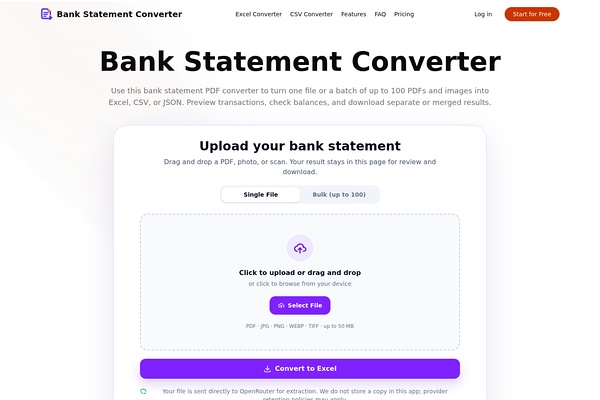 Bank Statement Converter preview