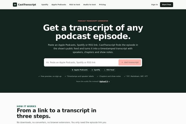 CastTranscript screenshot