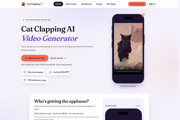 Cat Clapping AI screenshot