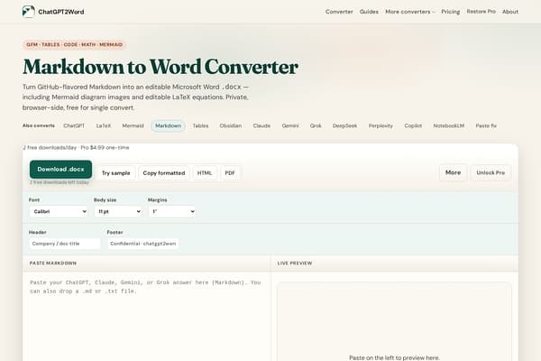 Markdown to Word Converter screenshot