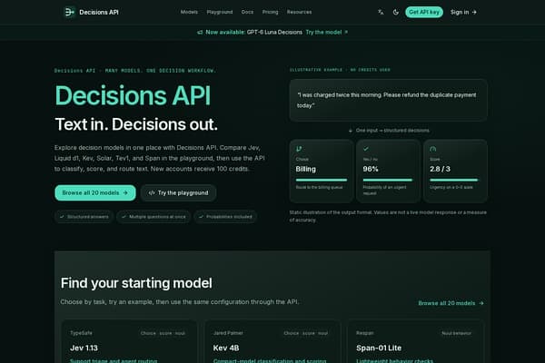 Decisions API screenshot