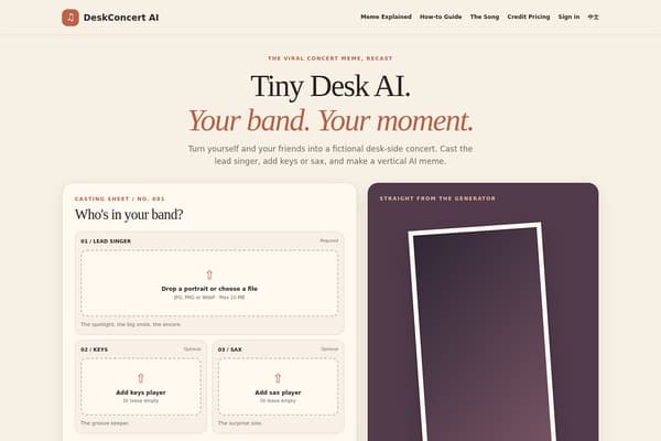 Tiny Desk AI Video Generator preview