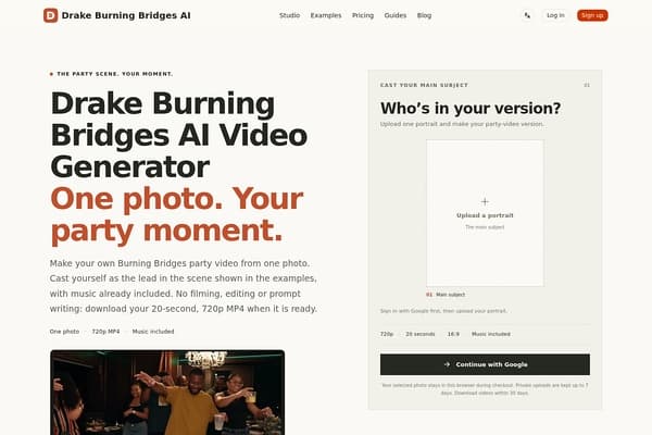 Drake Burning Bridges AI Video Generator preview