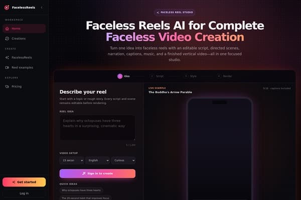 Faceless Reels AI screenshot