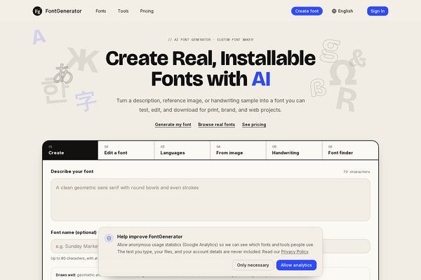AI Font Generator screenshot