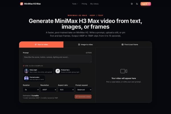 MiniMax H3 Max screenshot