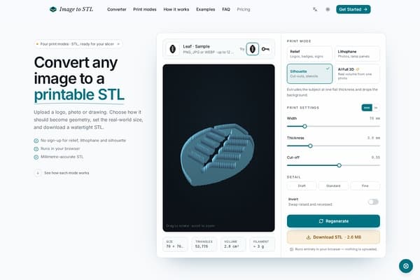 Image to STL Converter screenshot