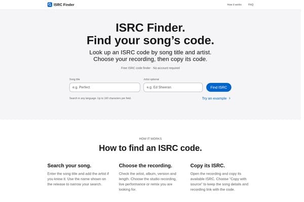 ISRC Finder screenshot