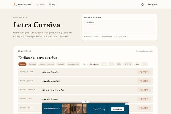 Letra Cursiva screenshot