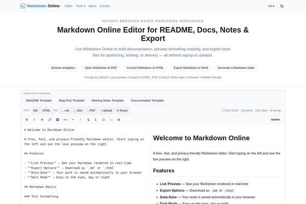 Markdown Online preview
