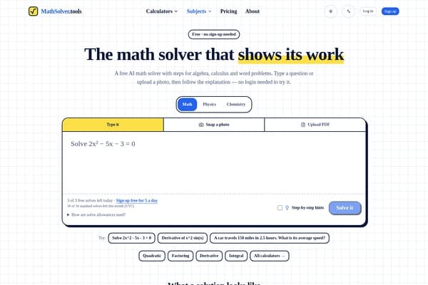 MathSolver screenshot