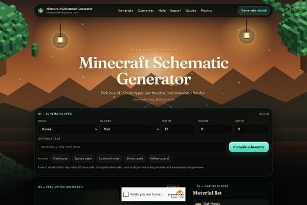 Minecraft Schematic Generator screenshot