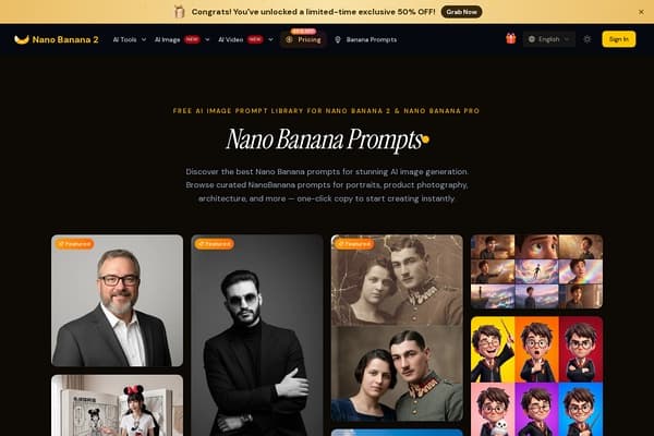 Nano Banana Prompts screenshot