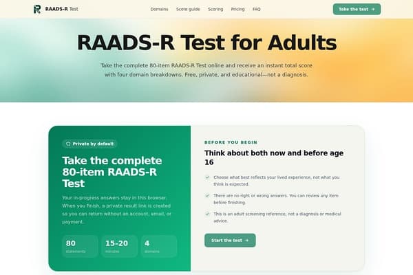 RAADS-R Test Online screenshot