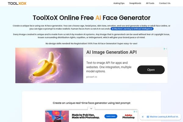 ToolXoX AI Face Generator preview