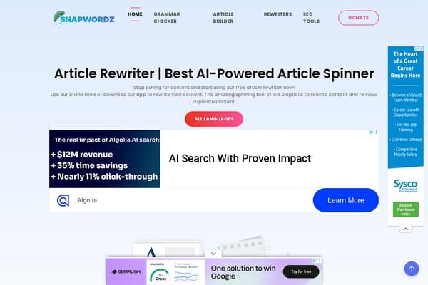 Article Rewriter screenshot