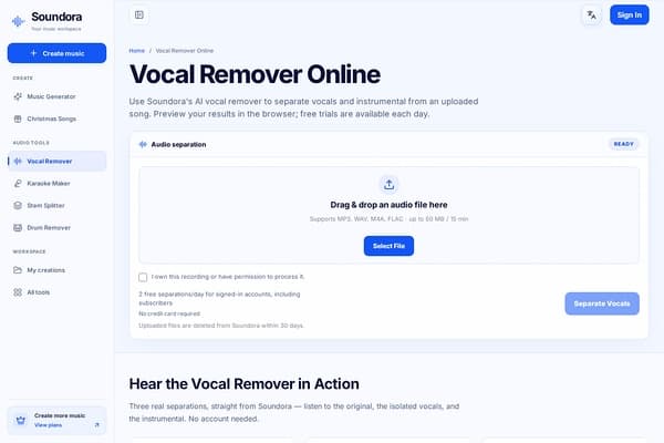 Vocal Remover Online preview