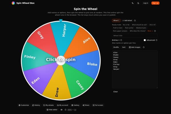 Spin the Wheel screenshot