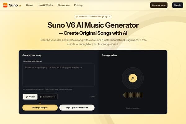 Suno V6 AI Music Generator screenshot
