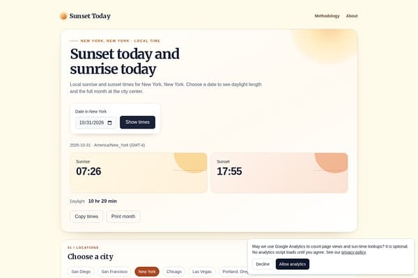 Sunset Today & Sunrise Today screenshot