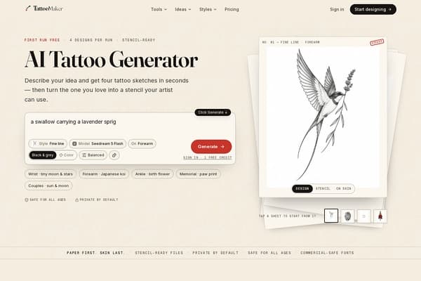 AI Tattoo Generator by TattooMaker preview