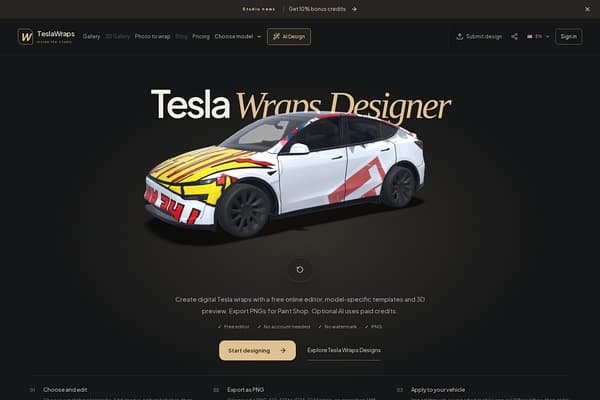 Tesla Wraps screenshot