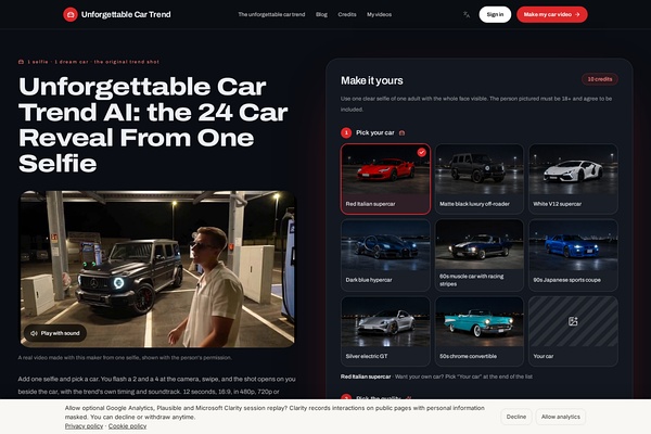 Unforgettable Car Trend AI preview