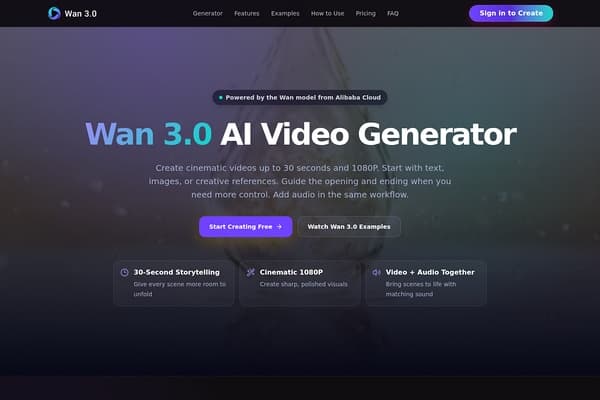Wan 3.0 AI Video Generator preview