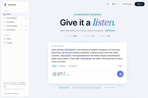 Ease Voice Lab preview