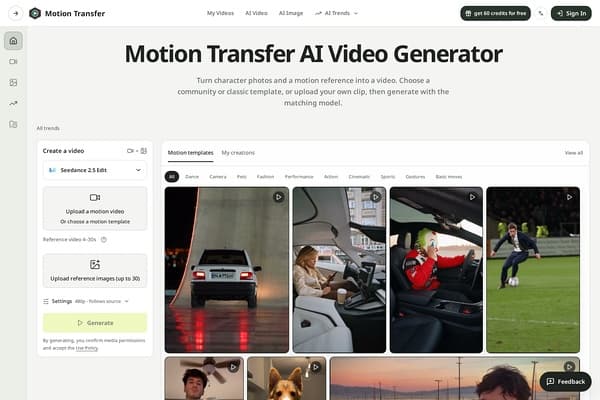 Motion Transfer AI preview