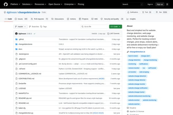 changedetection.io screenshot
