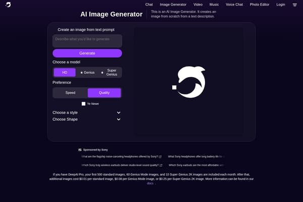 DeepAI Image Generator preview
