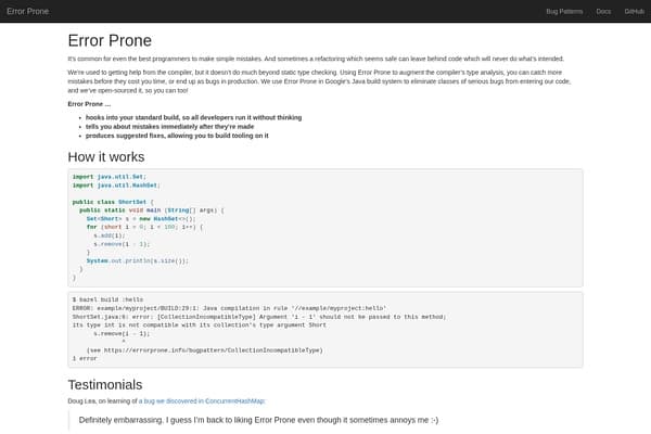 Error Prone screenshot
