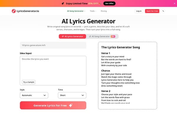 LyricsGenerator.io preview