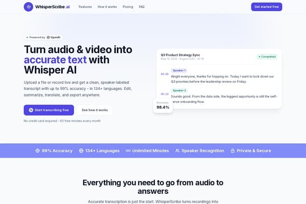 Whisper Scribe AI preview